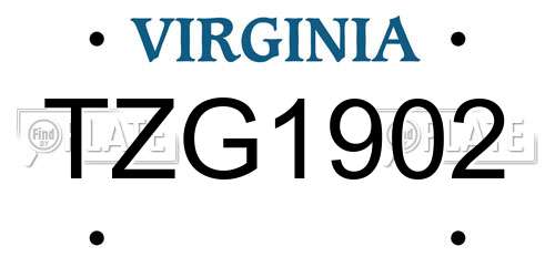 TZG1902 Virginia License Plate