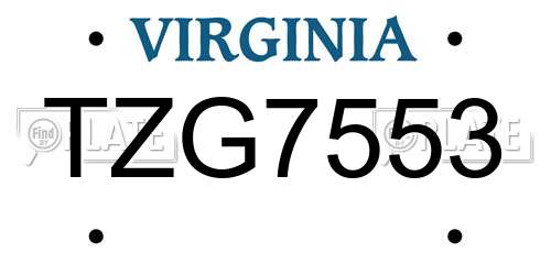 TZG7553 Virginia License Plate