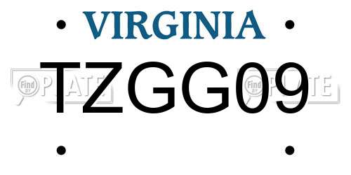 TZGG09 Virginia License Plate