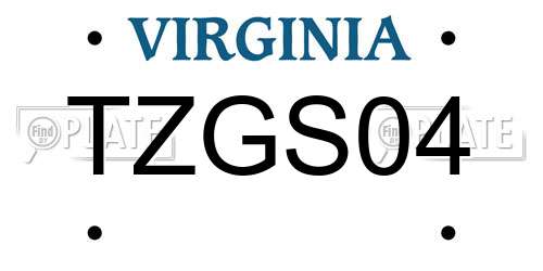 TZGS04 Virginia License Plate