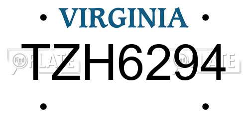 TZH6294 Virginia License Plate