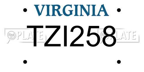 TZI258 Virginia License Plate
