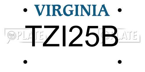 TZI25B Virginia License Plate