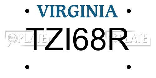 TZI68R Virginia License Plate