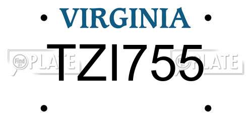 TZI755 Virginia License Plate