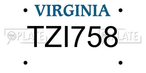 TZI758 Virginia License Plate
