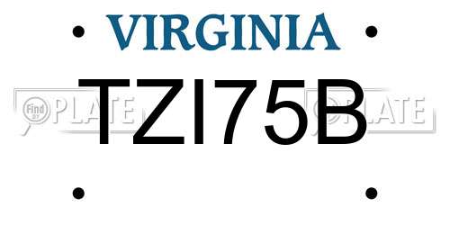 TZI75B Virginia License Plate