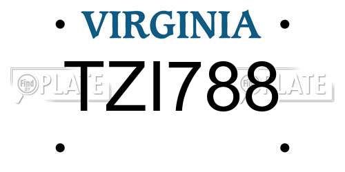 TZI788 Virginia License Plate