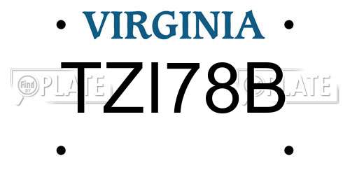 TZI78B Virginia License Plate