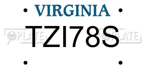 TZI78S Virginia License Plate