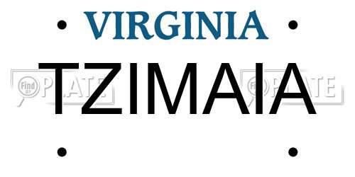 TZIMAIA Virginia License Plate
