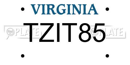 TZIT85 Virginia License Plate