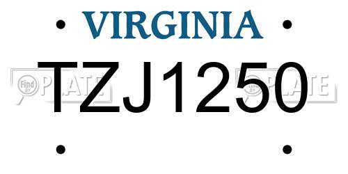 TZJ1250 Virginia License Plate