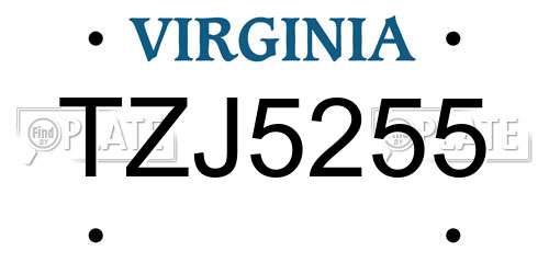TZJ5255 Virginia License Plate