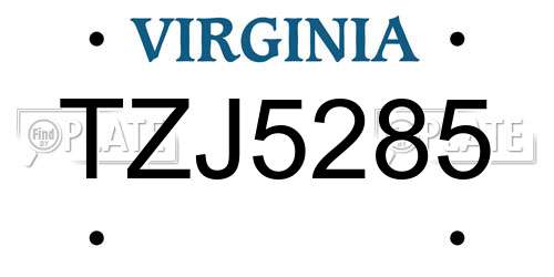 TZJ5285 Virginia License Plate