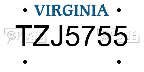 TZJ5755 Virginia License Plate