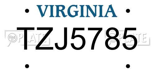 TZJ5785 Virginia License Plate