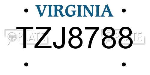 TZJ8788 Virginia License Plate