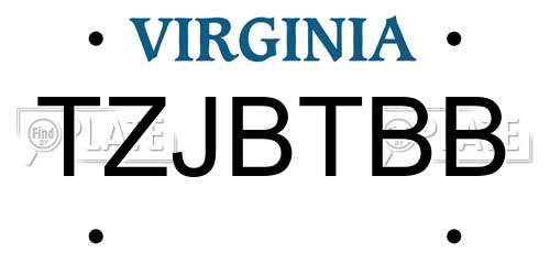TZJBTBB Virginia License Plate