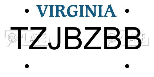 TZJBZBB Virginia License Plate