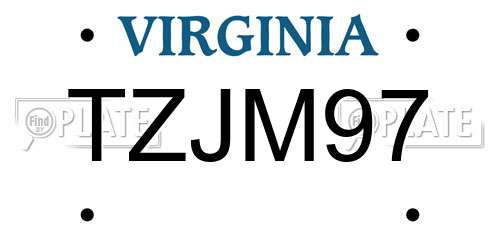 TZJM97 Virginia License Plate