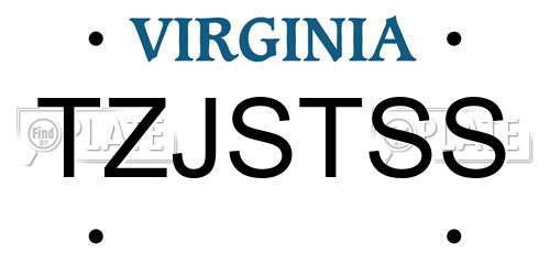TZJSTSS Virginia License Plate