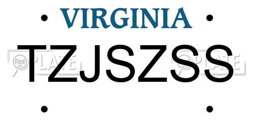 TZJSZSS Virginia License Plate