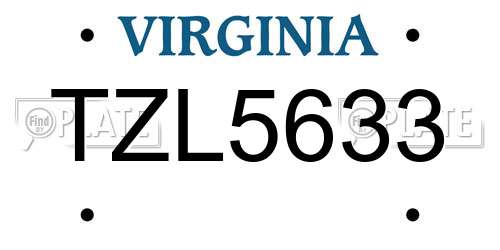 TZL5633 Virginia License Plate