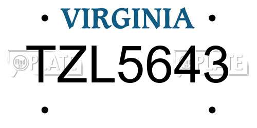 TZL5643 Virginia License Plate