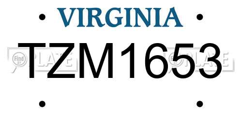 TZM1653 Virginia License Plate
