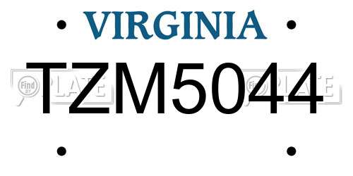 TZM5044 Virginia License Plate