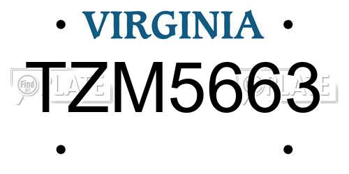 TZM5663 Virginia License Plate