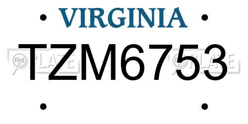 TZM6753 Virginia License Plate