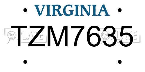 TZM7635 Virginia License Plate