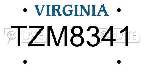 TZM8341 Virginia License Plate