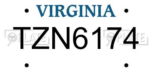 TZN6174 Virginia License Plate