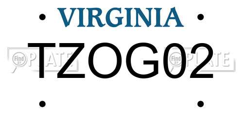 TZOG02 Virginia License Plate