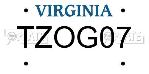 TZOG07 Virginia License Plate