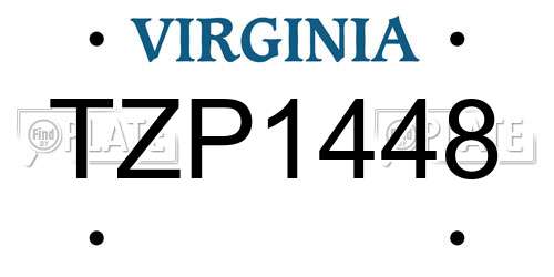 TZP1448 Virginia License Plate