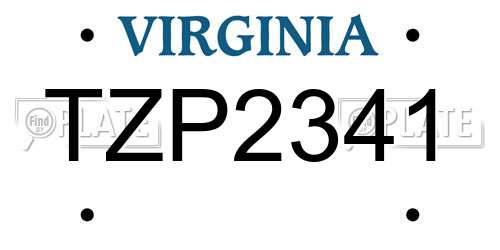 TZP2341 Virginia License Plate