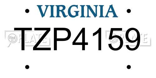 TZP4159 Virginia License Plate