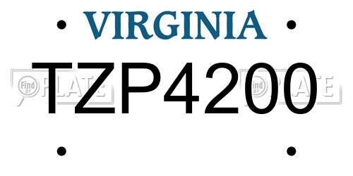 TZP4200 Virginia License Plate