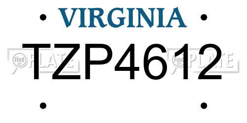 TZP4612 Virginia License Plate