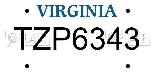 TZP6343 Virginia License Plate