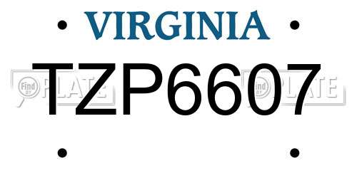 TZP6607 Virginia License Plate