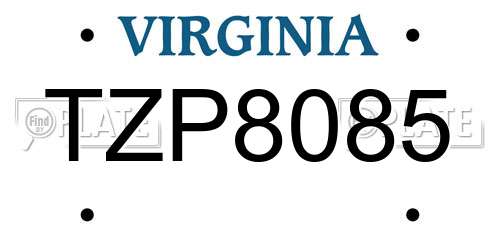 TZP8085 Virginia License Plate
