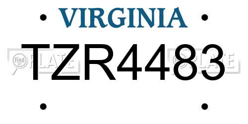 TZR4483 Virginia License Plate