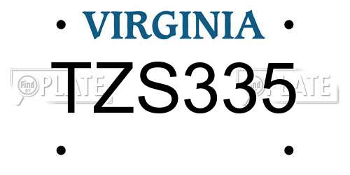 TZS335 Virginia License Plate