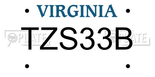 TZS33B Virginia License Plate