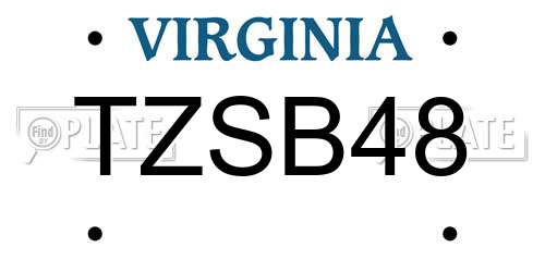 TZSB48 Virginia License Plate